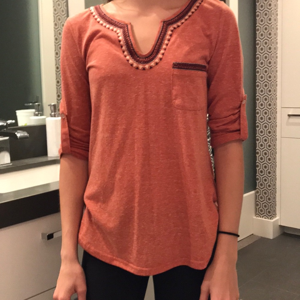 Coral/washed orange blouse from Altar’d State!